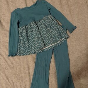 Carter's Teal Floral Peplum Top and Ribbed Leggings Set